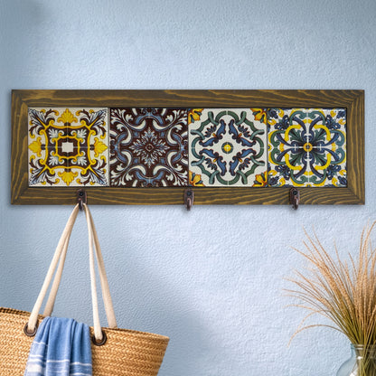 Vintage Tile Key Holder Wall Art