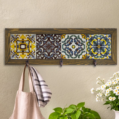Vintage Tile Key Holder Wall Art