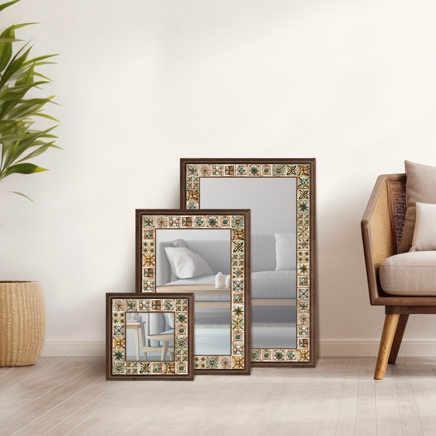 Mosaic I Mirror  and Rectangular Mirrors set | Artistry Home