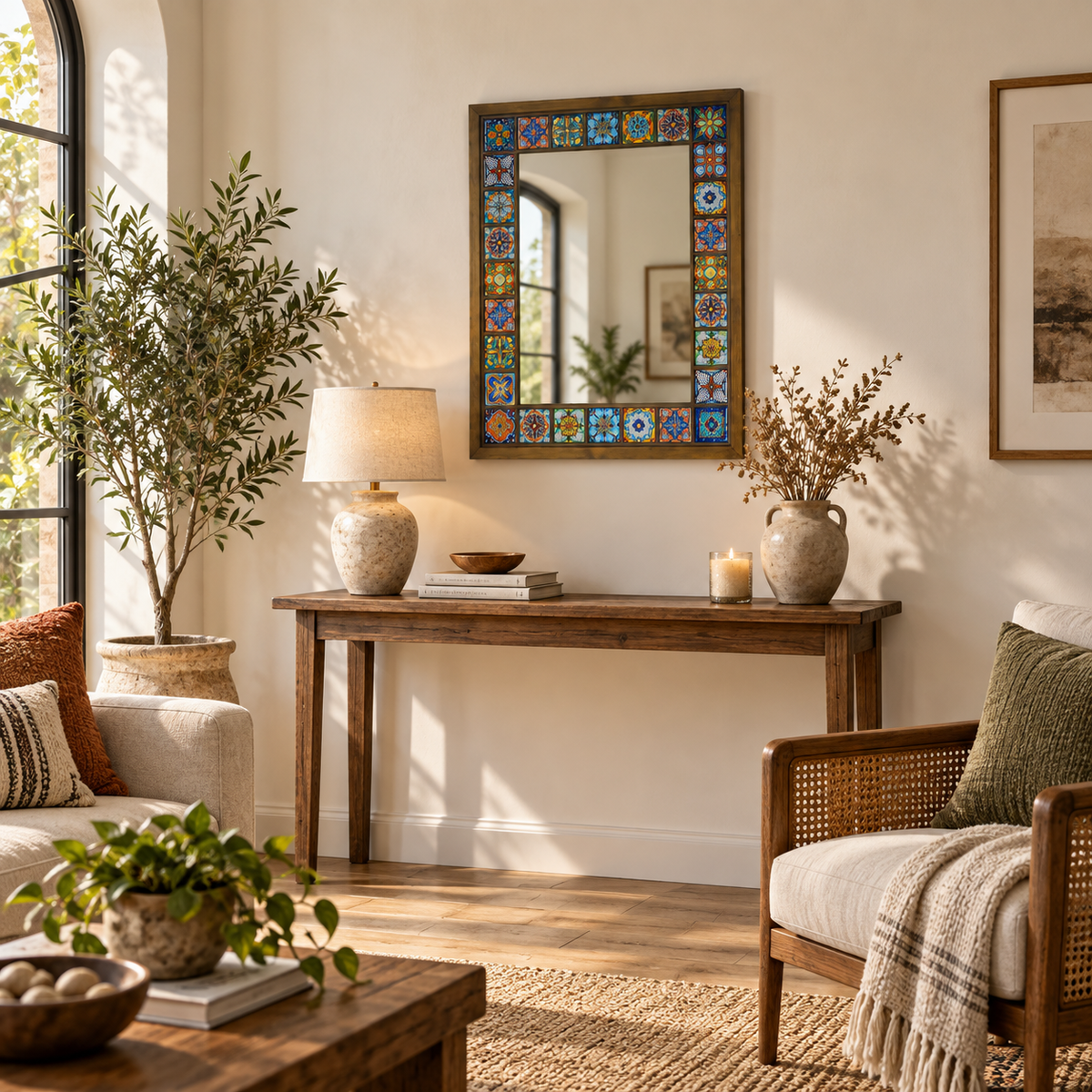 Sultan Edition Handmade Anatolian Ceramic Tile Wall Mirror