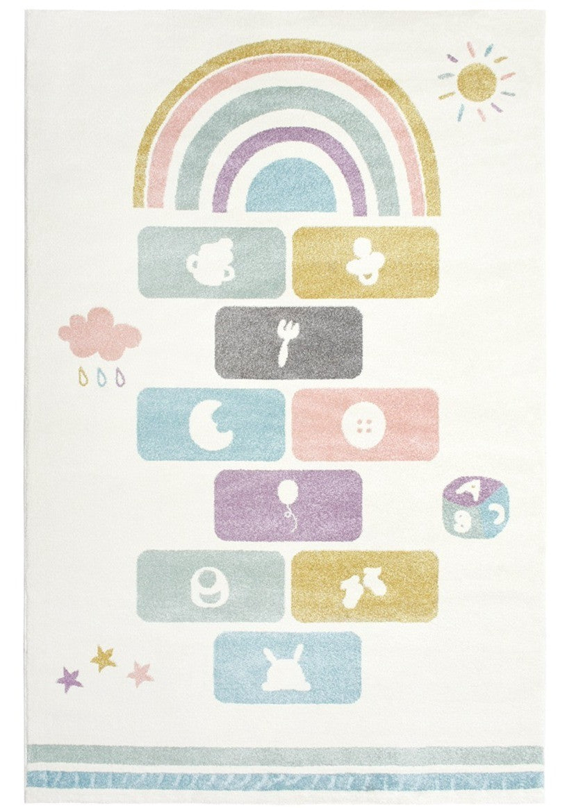 Pastel Hopscotch Kids Nursery Area Rug