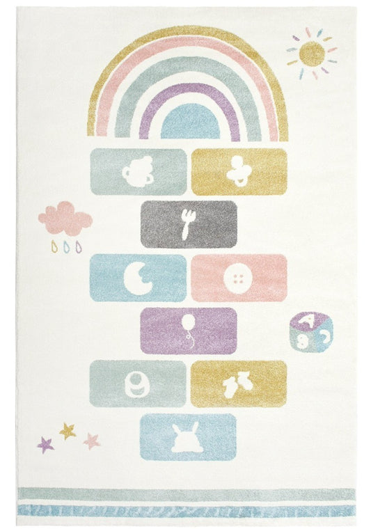 Pastel Hopscotch Kids Nursery Area Rug