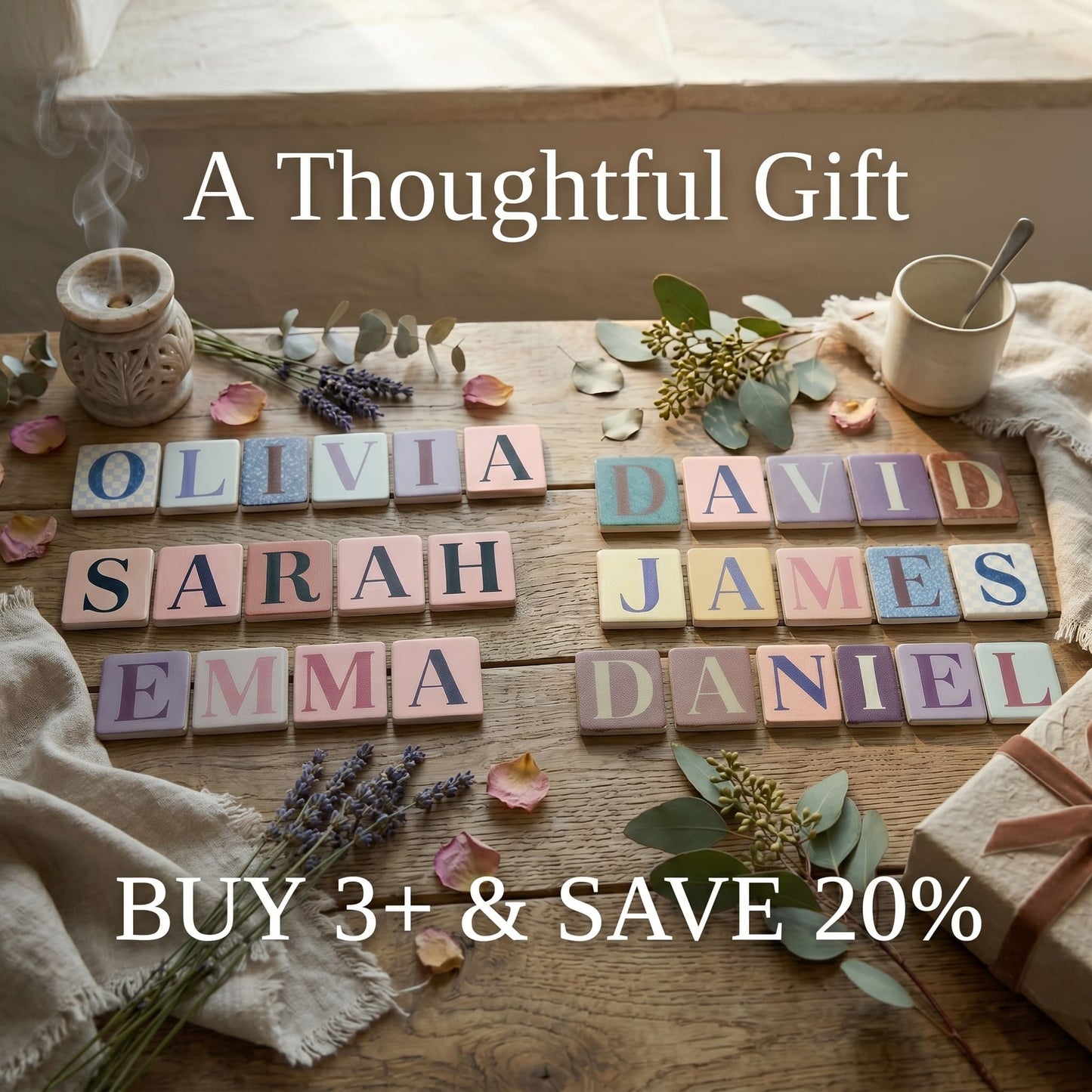 Lettered Natural Stone Coasters