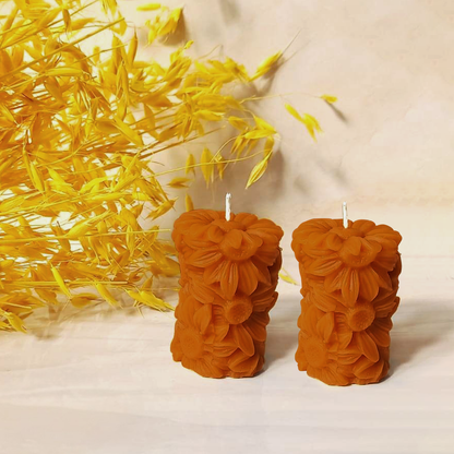 Beeswax Daisy Candle Duo