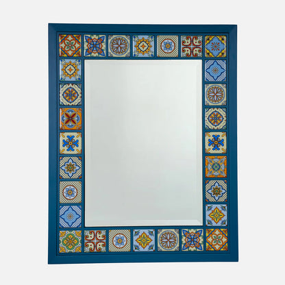 Azure Mosaic Handmade Anatolian Ceramic Tile Wall Mirror