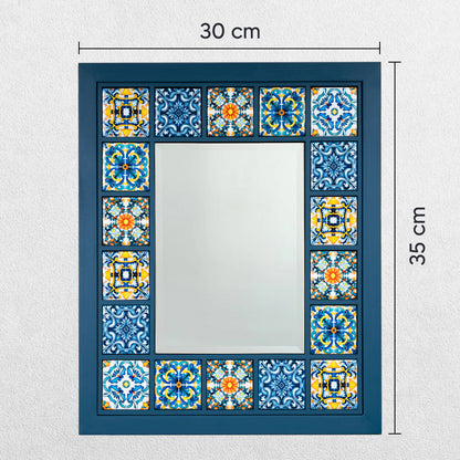 Sapphire Mosaic Handmade Anatolian Ceramic Tile Wall Mirror