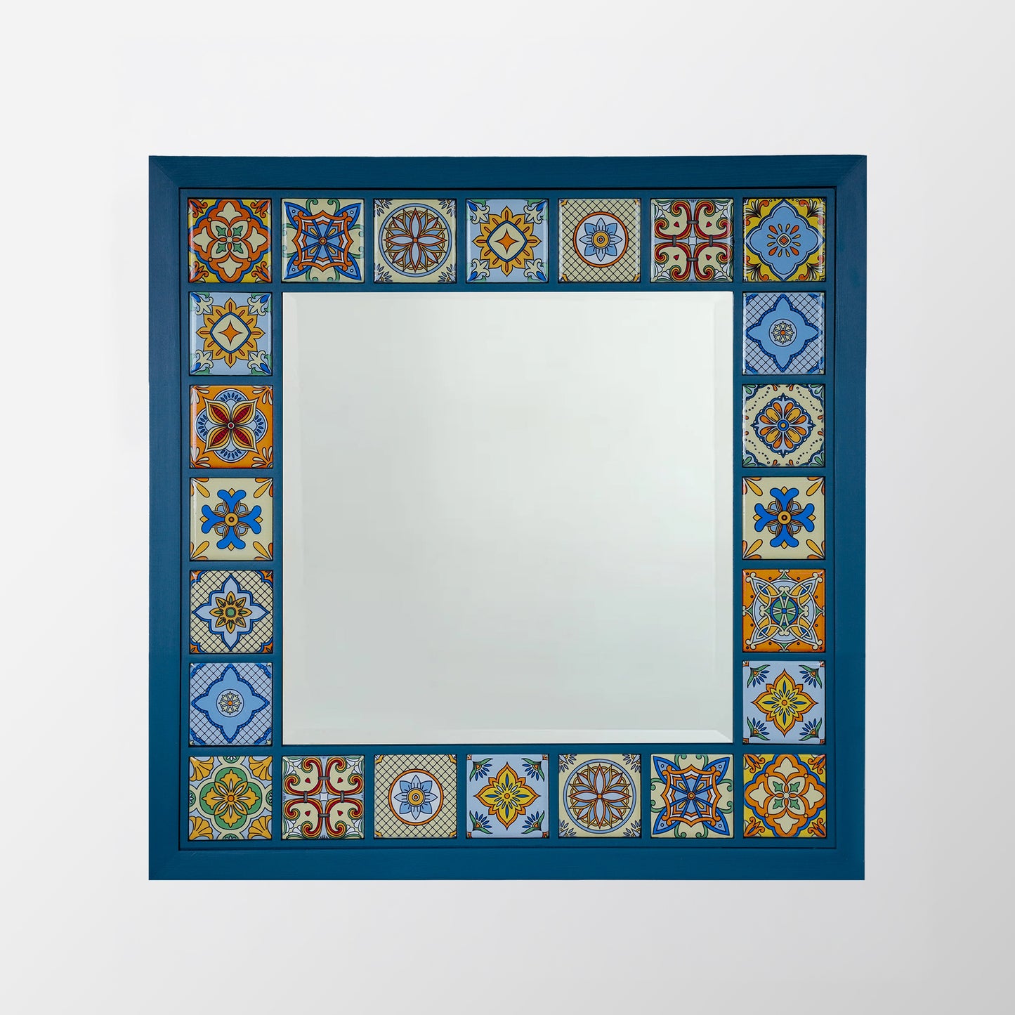 Azure Mosaic Handmade Anatolian Ceramic Tile Wall Mirror