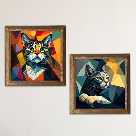 Cats Duo Natural Stone Wall Art | Artistry Home