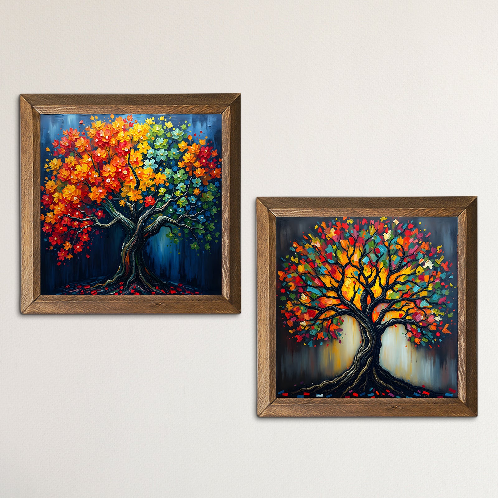 Colorful Trees Duo Natural Stone Wall Art | Artistry Home