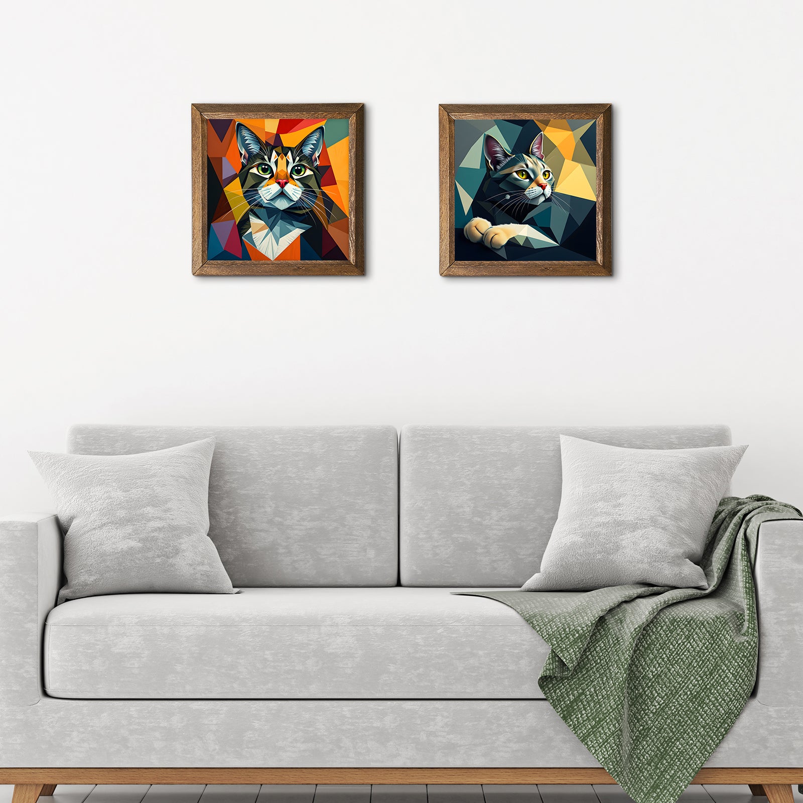 Cats Duo Natural Stone Wall Art - 2-Seater Sofa | Artistry Home