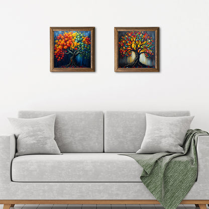 Colorful Trees Duo Natural Stone Wall Art - 2-Seater Sofa | Artistry Home
