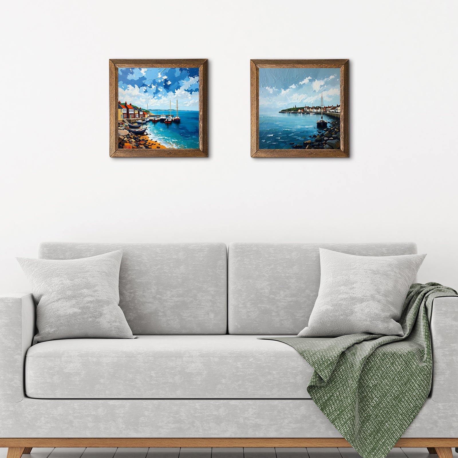 Coastal Town Duo Natural Stone Wall Art - 2-Seater Sofa | Artistry Home
