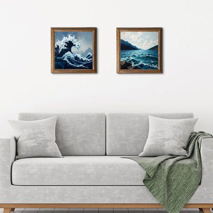 Waves Duo Wooden Natural Stone Wall Art - 2-Seater Sofa | Artistry Home