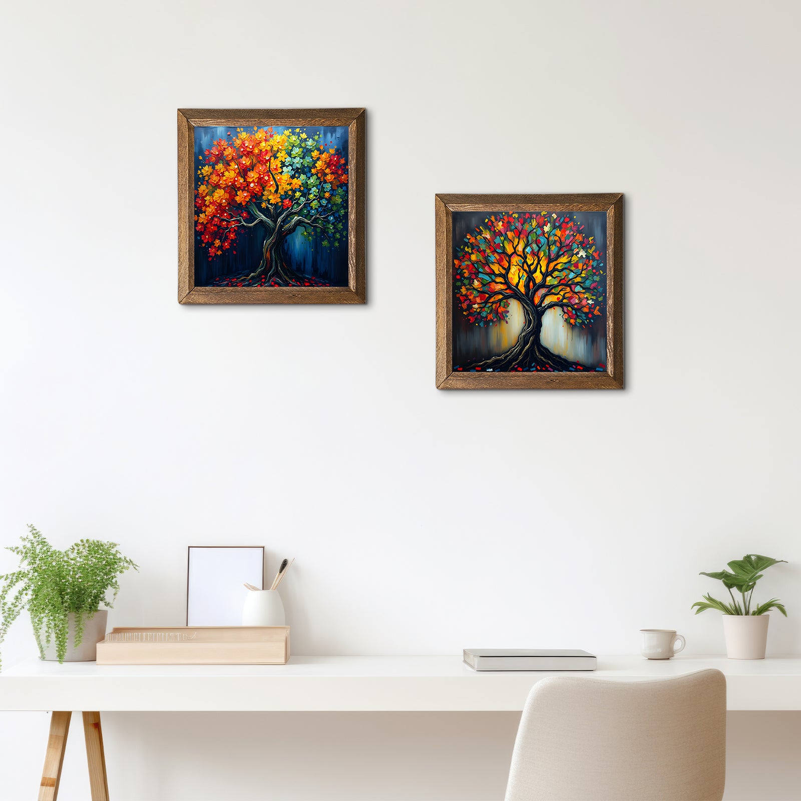 Colorful Trees Duo Natural Stone Wall Art - 2-Seater Sofa | Artistry Home