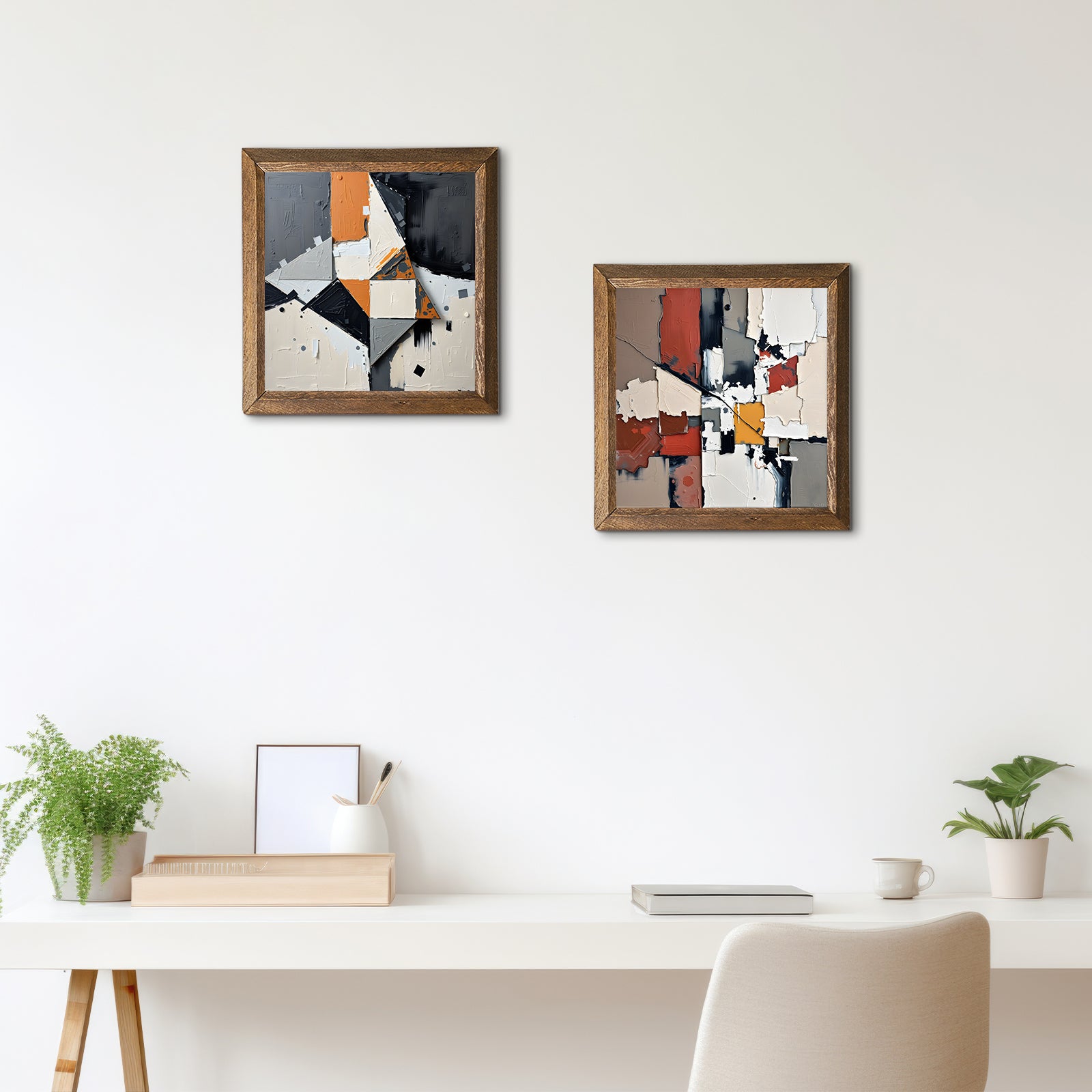 Geometric Modernism Duo Natural Stone Wall Art - 2-Seater Sofa | Artistry Home