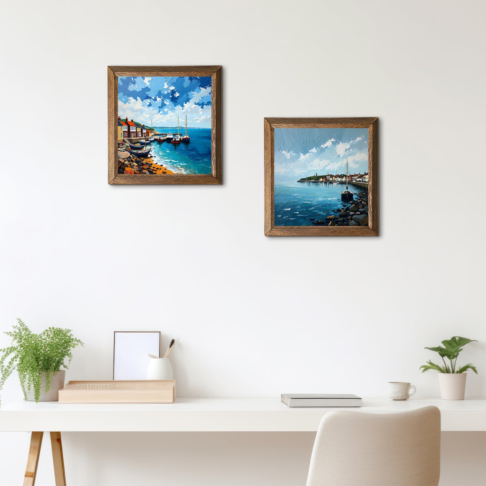 Coastal Town Duo Natural Stone Wall Art - 2-Seater Sofa | Artistry Home