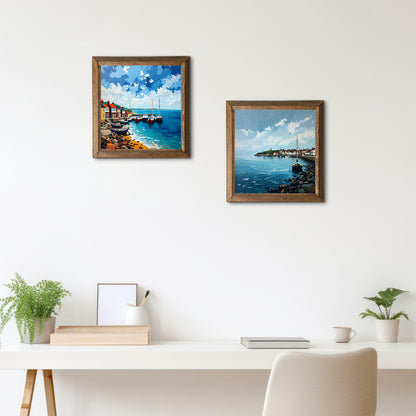 Coastal Town Duo Natural Stone Wall Art - 2-Seater Sofa | Artistry Home