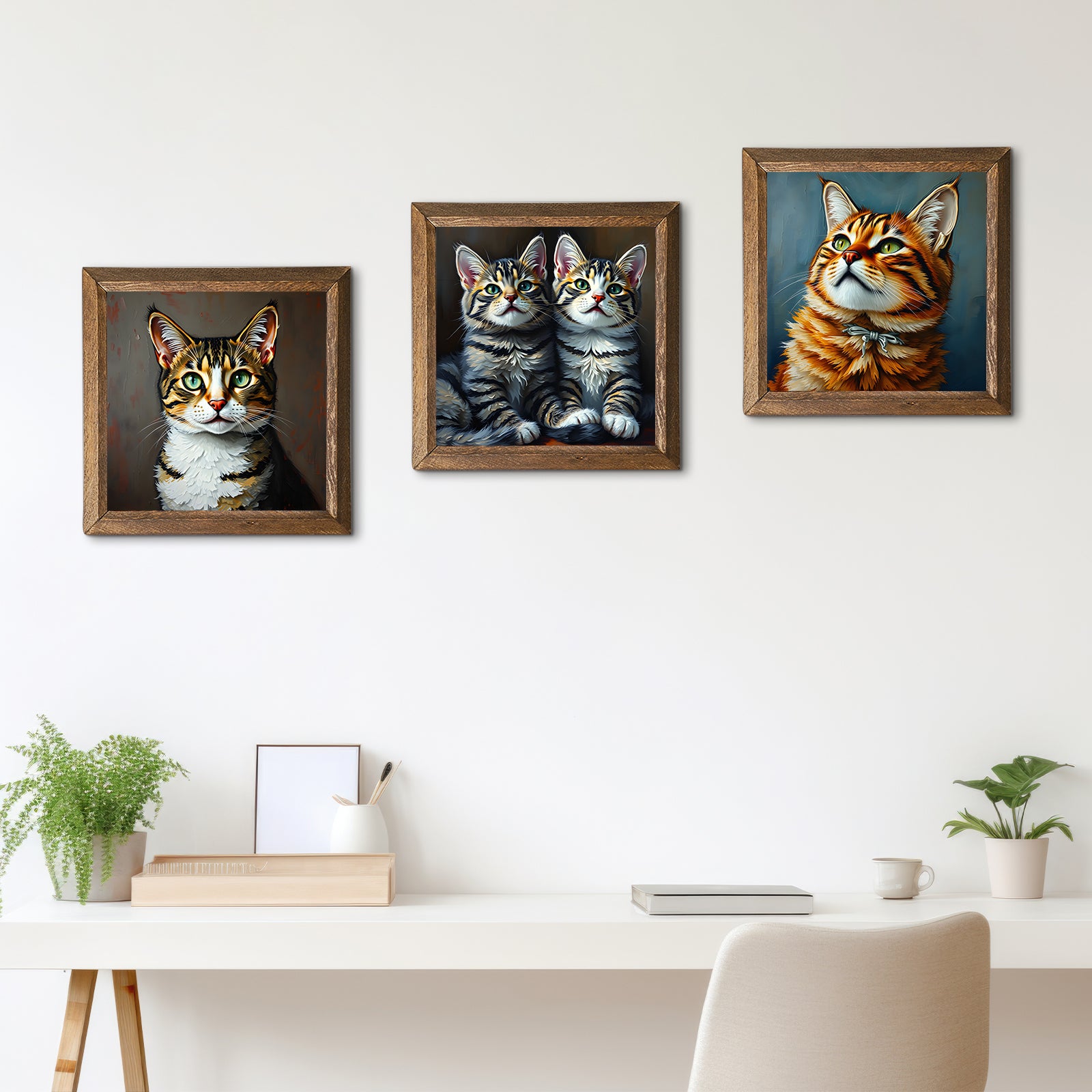 Cats Trio Natural Stone Wall Art - Triple Set | Artistry Home