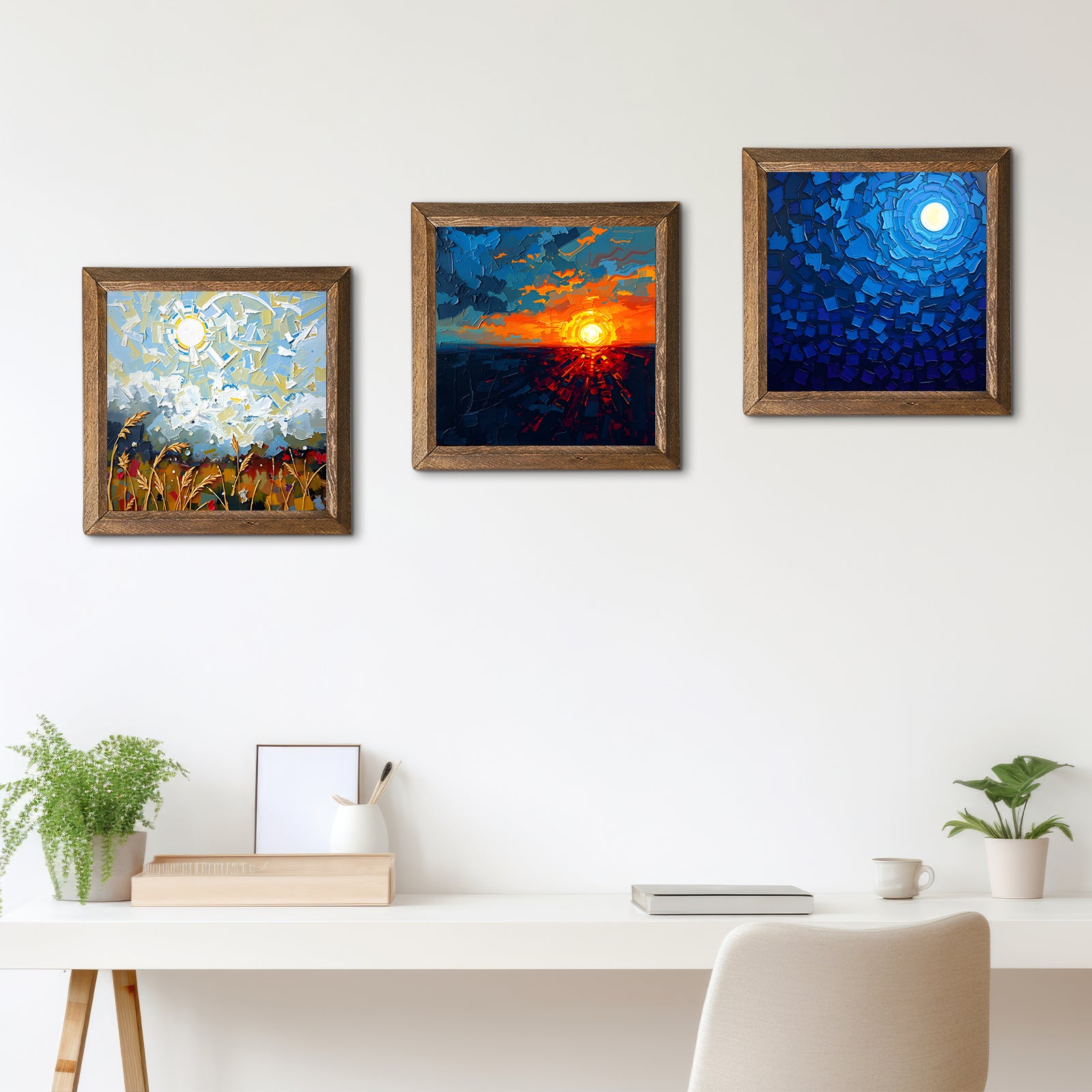 Colors Of The Day Trio 2 Stone Wall Art - Triple Set | Artistry Home