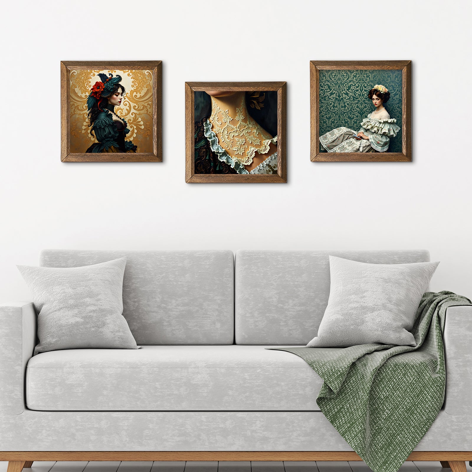 Victorian Era Trio Natural Stone Wall Art - 3-Seater Sofa | Artistry Home