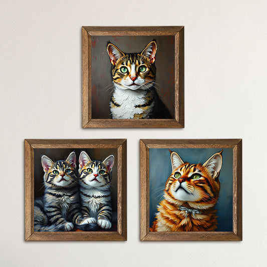 Cats Trio Natural Stone Wall Art | Artistry Home