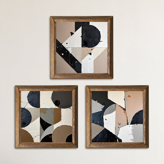Geometric Shapes Trio Natural Stone Wall Art | Artistry Home