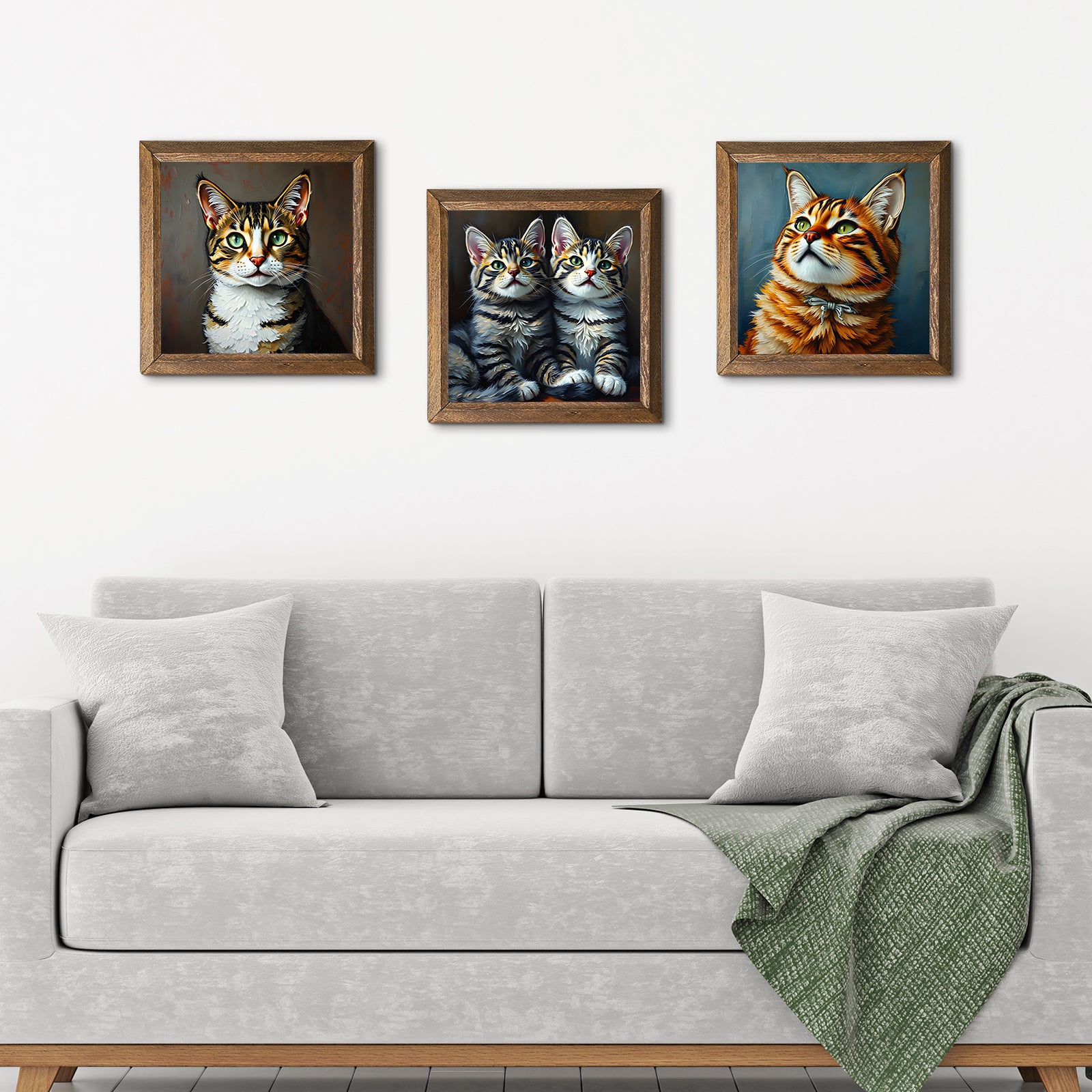Cats Trio Natural Stone Wall Art - 3-Seater Sofa | Artistry Home
