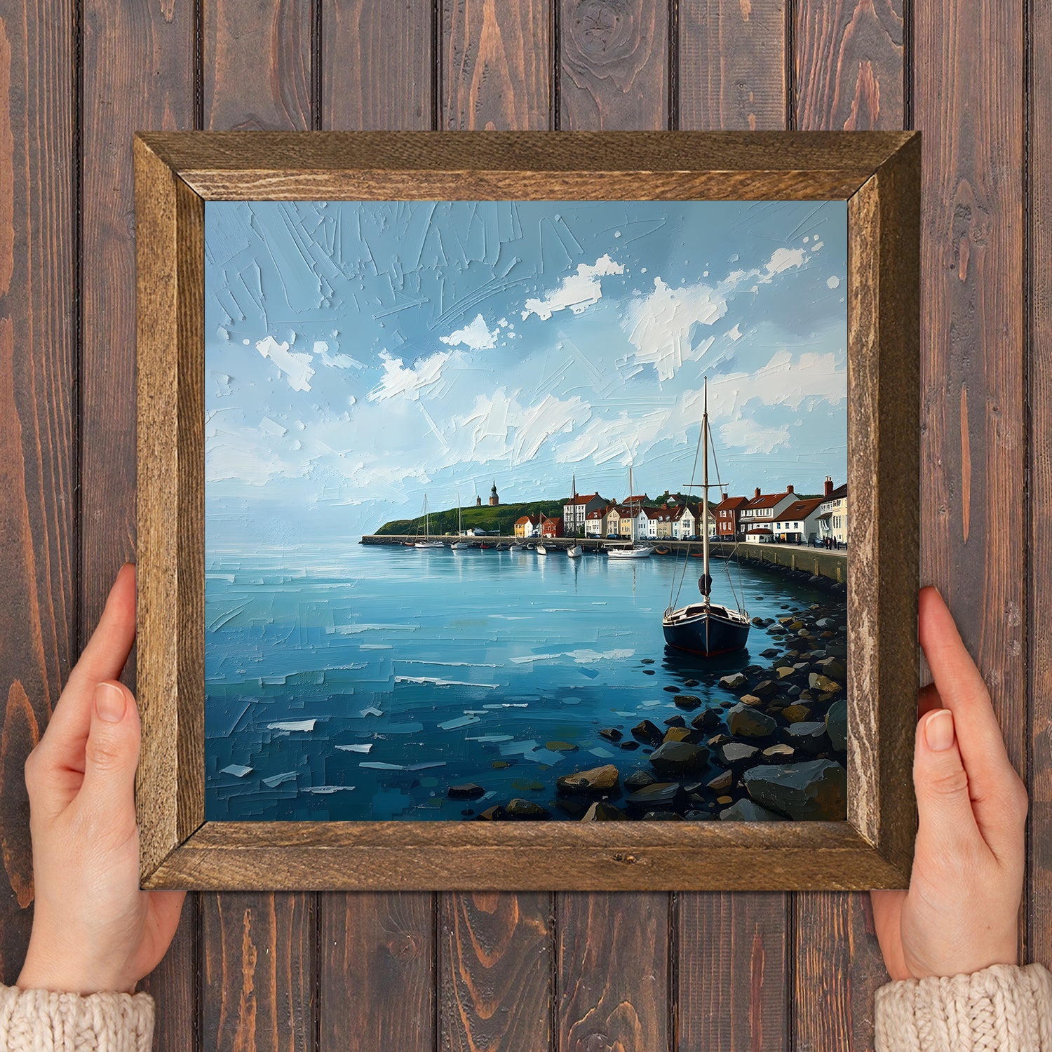 Coastal Town Duo Natural Stone Wall Art - Frame in Hand | Artistry Home