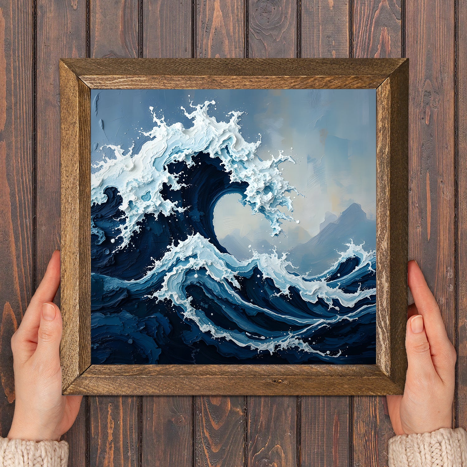 Wild Waves Natural Stone Wall Art - Frame in Hand | Artistry Home