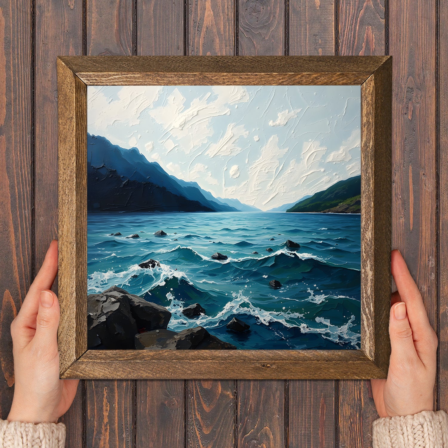 Calm Waves Natural Stone Wall Art - Frame in Hand | Artistry Home