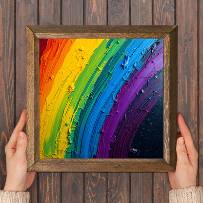 Rainbow Paint Natural Stone Wall Art - Frame in Hand | Artistry Home