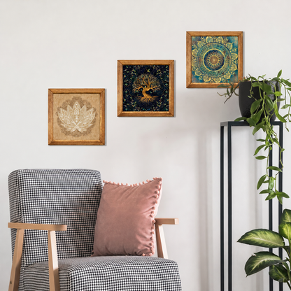 Lotus, Tree of Life & Mandala Trio Stone Wall Art Set