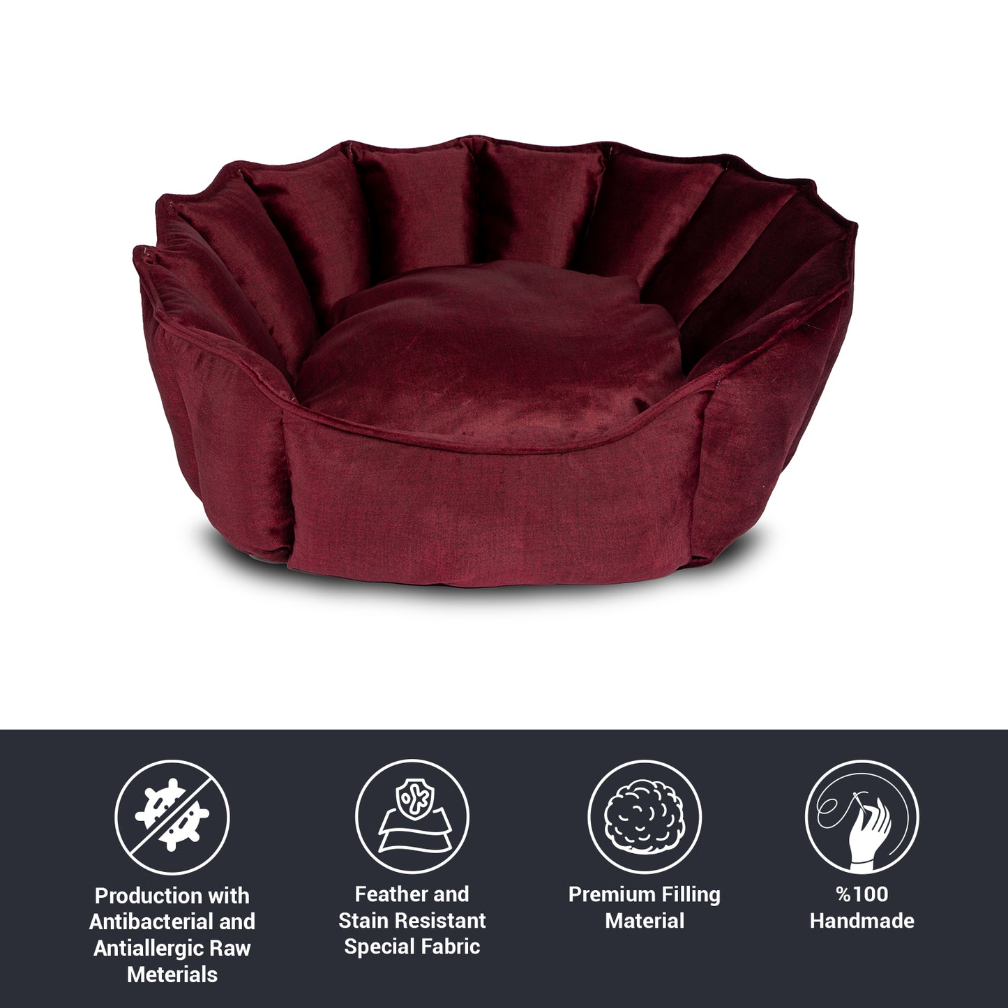 Oyster Pet Bed Burgundy