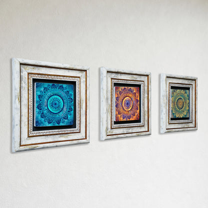 Mandala Trio Vintage Framed Stone Wall Art