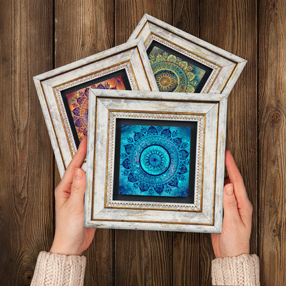 Mandala Trio Vintage Framed Stone Wall Art