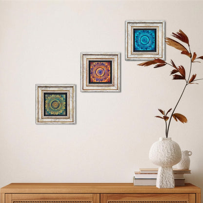 Mandala Trio Vintage Framed Stone Wall Art