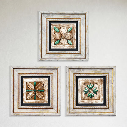 Mosaic Four Leaves Trio Vintage Stone Wall Art Set