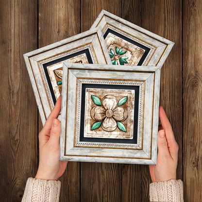 Mosaic Four Leaves Trio Vintage Stone Wall Art Set