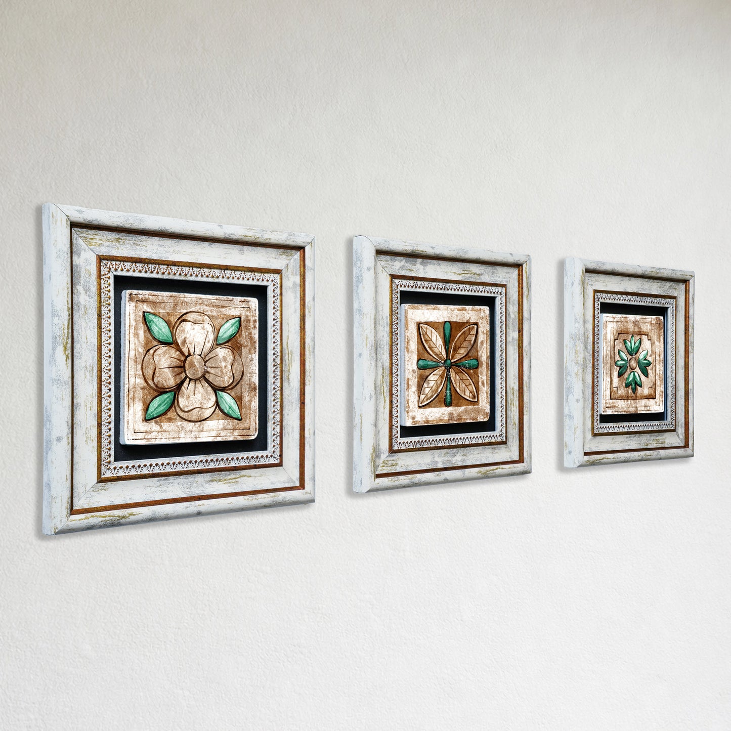 Mosaic Four Leaves Trio Stone Wall Art