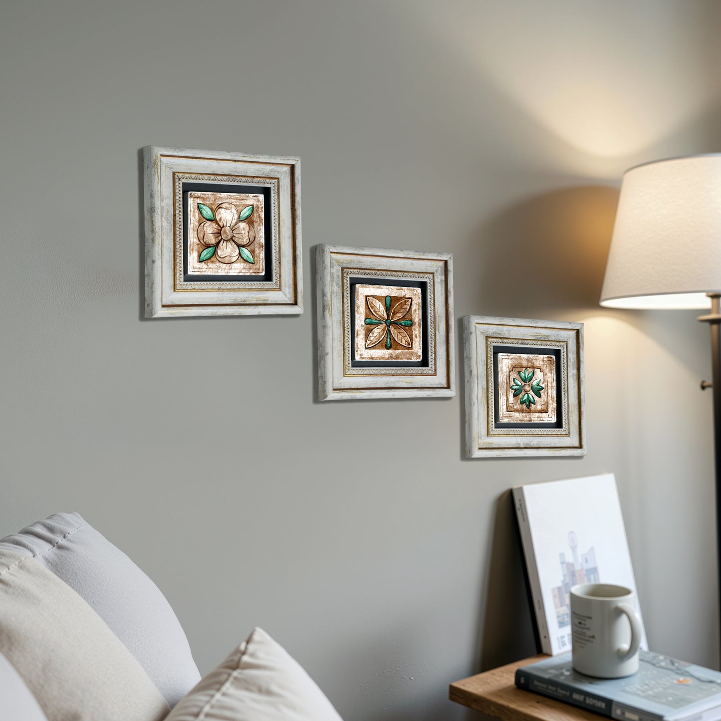 Mosaic Four Leaves Trio Stone Wall Art
