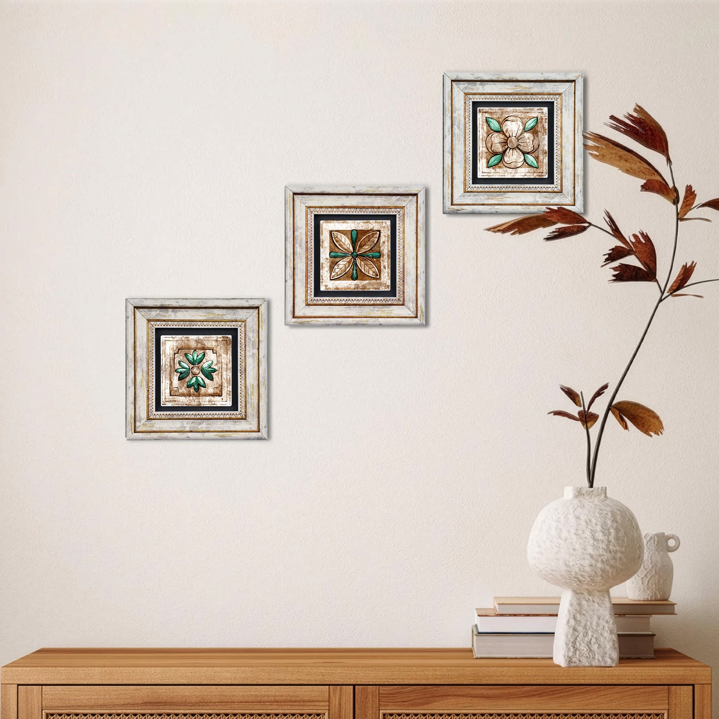 Mosaic Four Leaves Trio Stone Wall Art