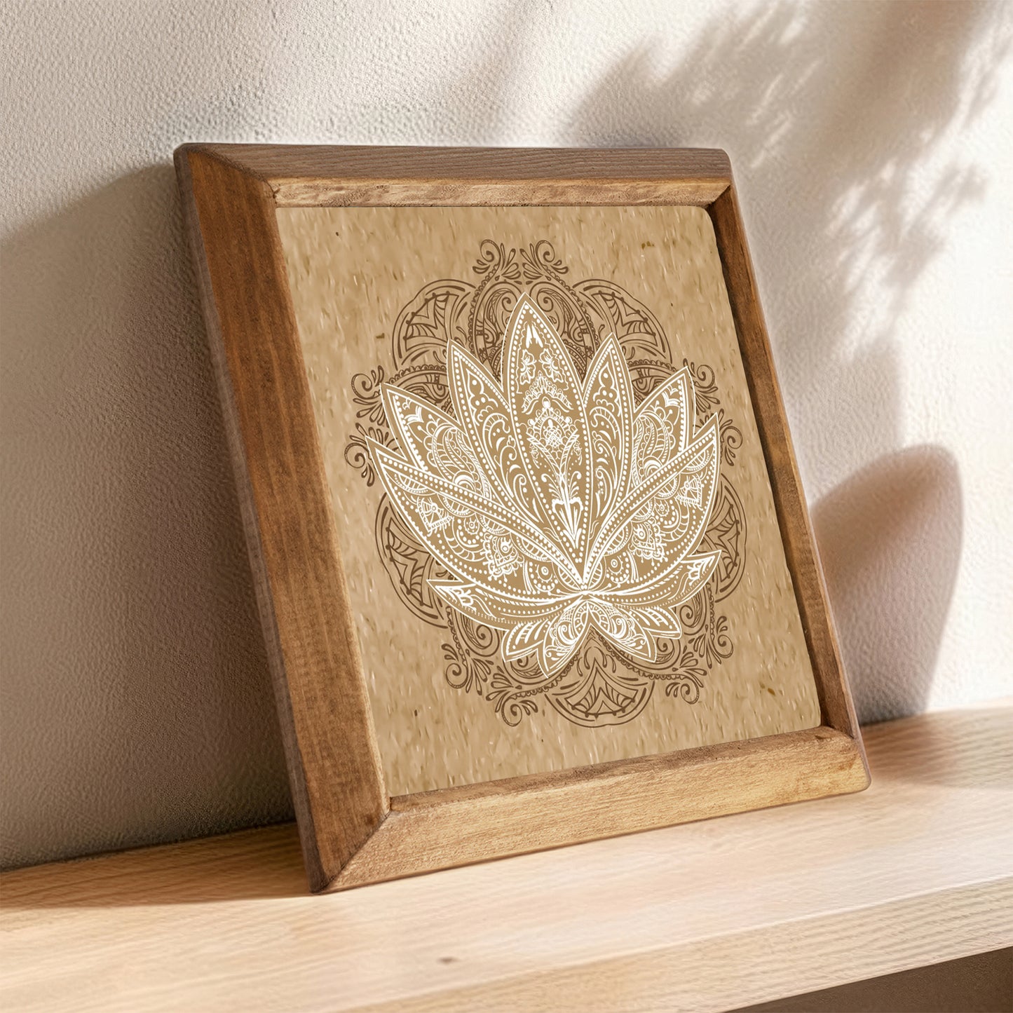 Lotus Flower of Sand Stone Wall Art Framed Stone Wall Art