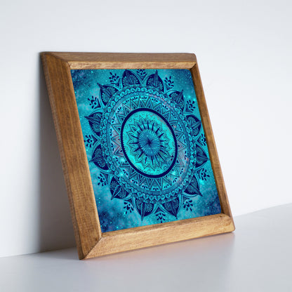 Blue Mandala Framed Stone Wall Art