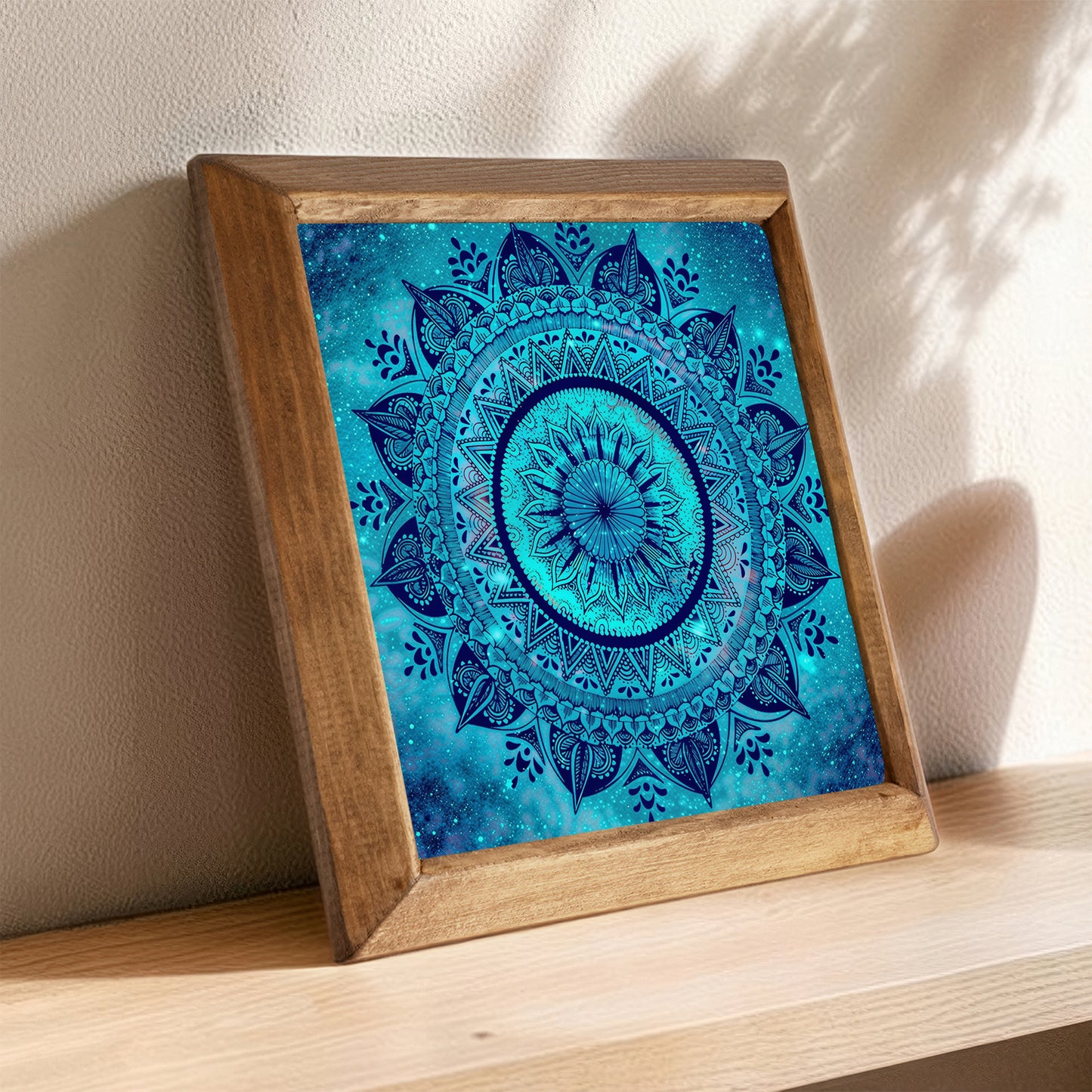 Blue Mandala Framed Stone Wall Art
