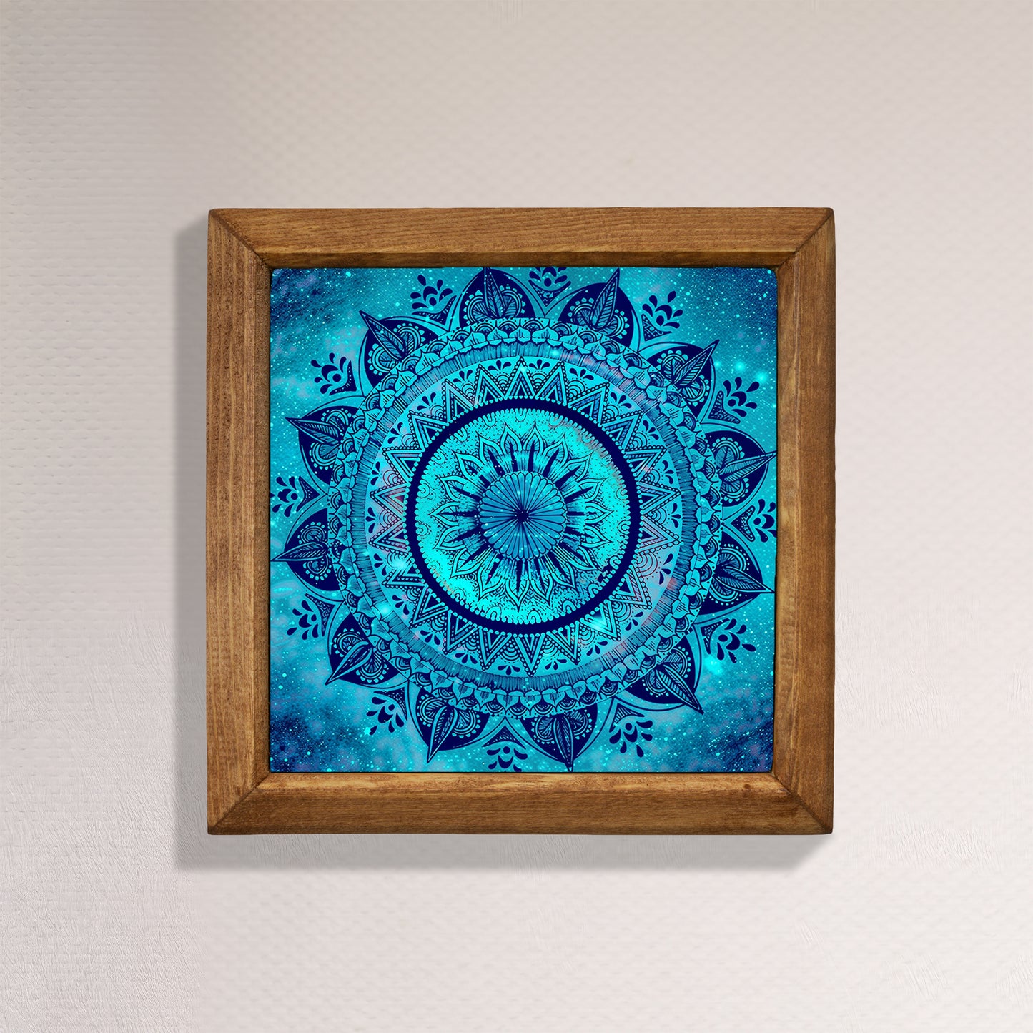Blue Mandala Framed Stone Wall Art