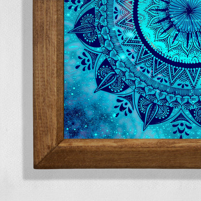 Blue Mandala Framed Stone Wall Art