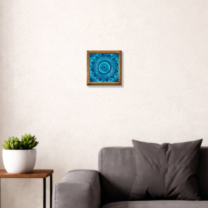 Blue Mandala Framed Stone Wall Art