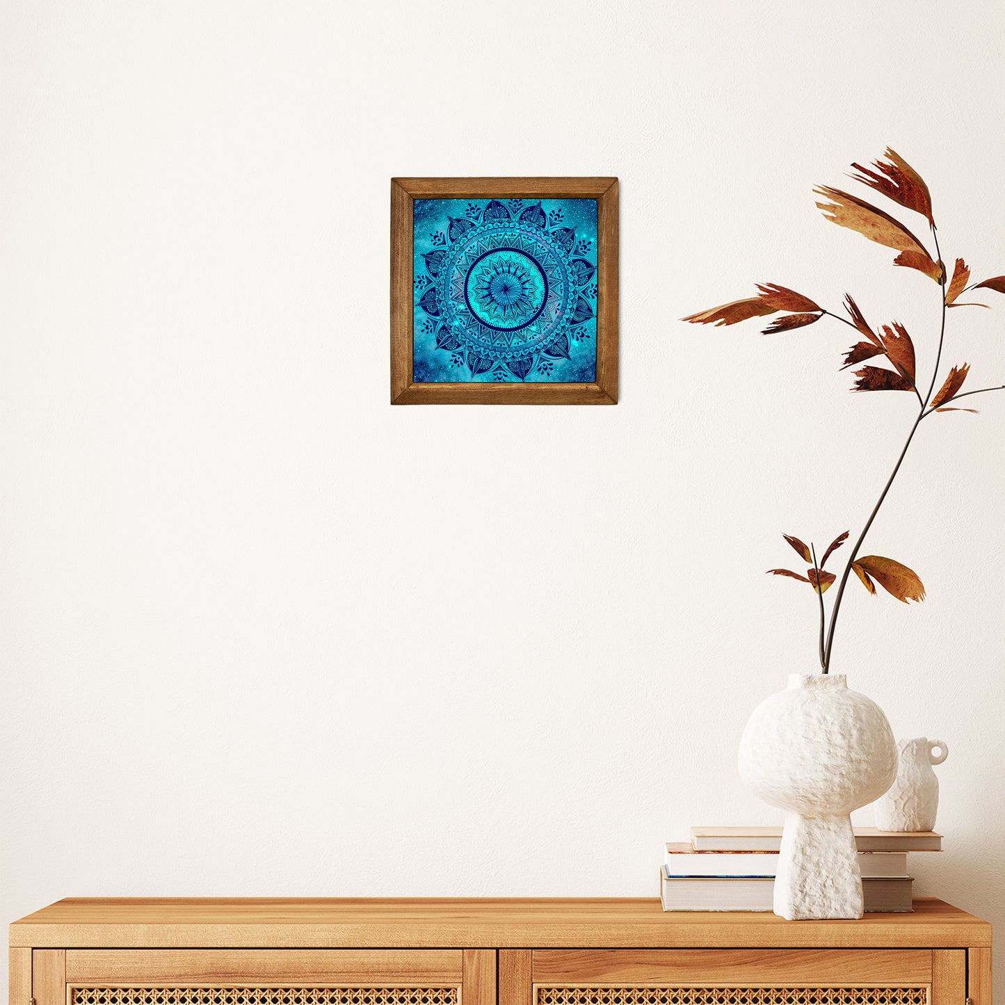 Blue Mandala Framed Stone Wall Art