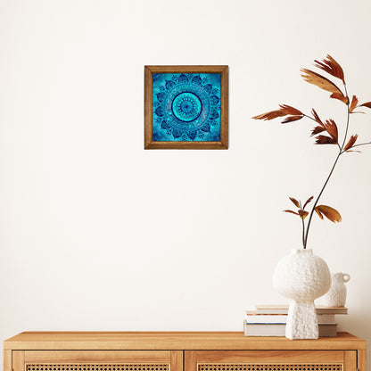 Blue Mandala Framed Stone Wall Art