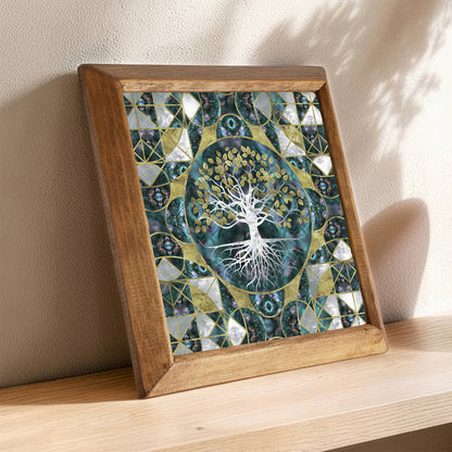 Tree of Life Natural Framed Stone Wall Art
